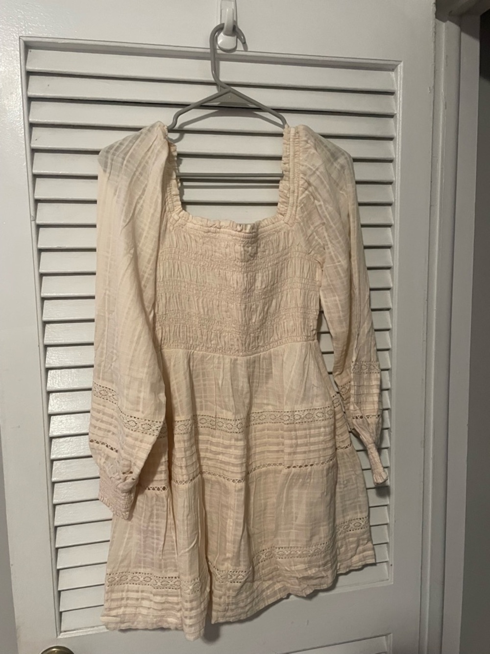 NWT Boho Cream Peasant Babydoll Dress